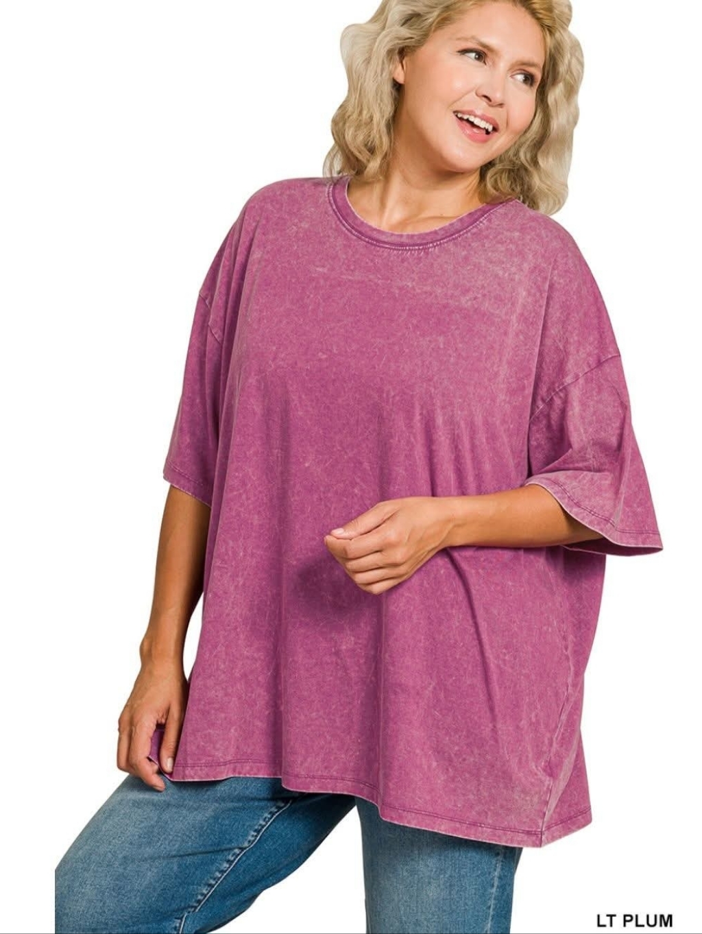 New Zenana Light Plum Washed Cotton Top